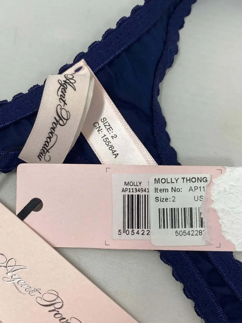 Agent Provocateur Molly Navy Red Silk Thong NWT $175